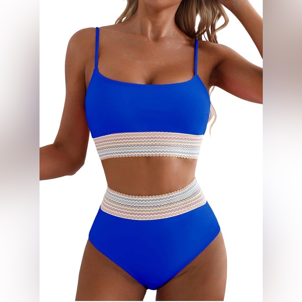 Herseas NEW High Waisted Bikini Set with Tummy Control Royal Blue Size 2XL - 18
